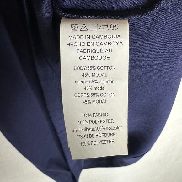 Michael Kors Women’s Navy Cotton Modal Tee Chiffon Sleeve Designer Top Medium - Picture 8 of 13